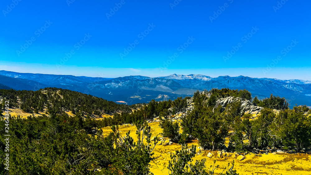 Landscape with mountains and blue sky