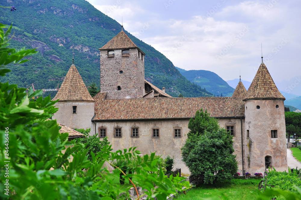 Front view of Bolzano medieval castle