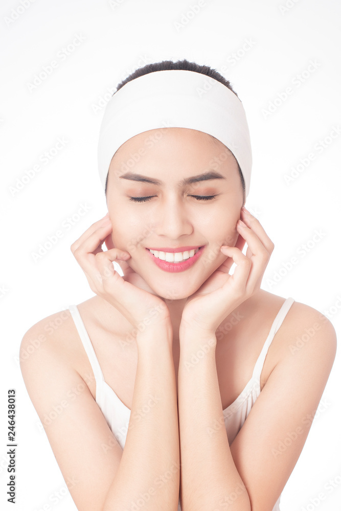 Portrait of beautiful woman in studio, skin care Portrait of beautiful woman in studio, skin care