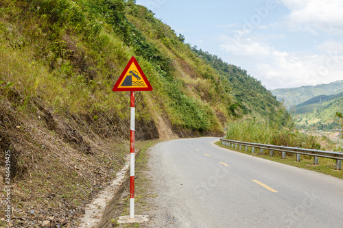 road sign on the mountain road, Vietnam