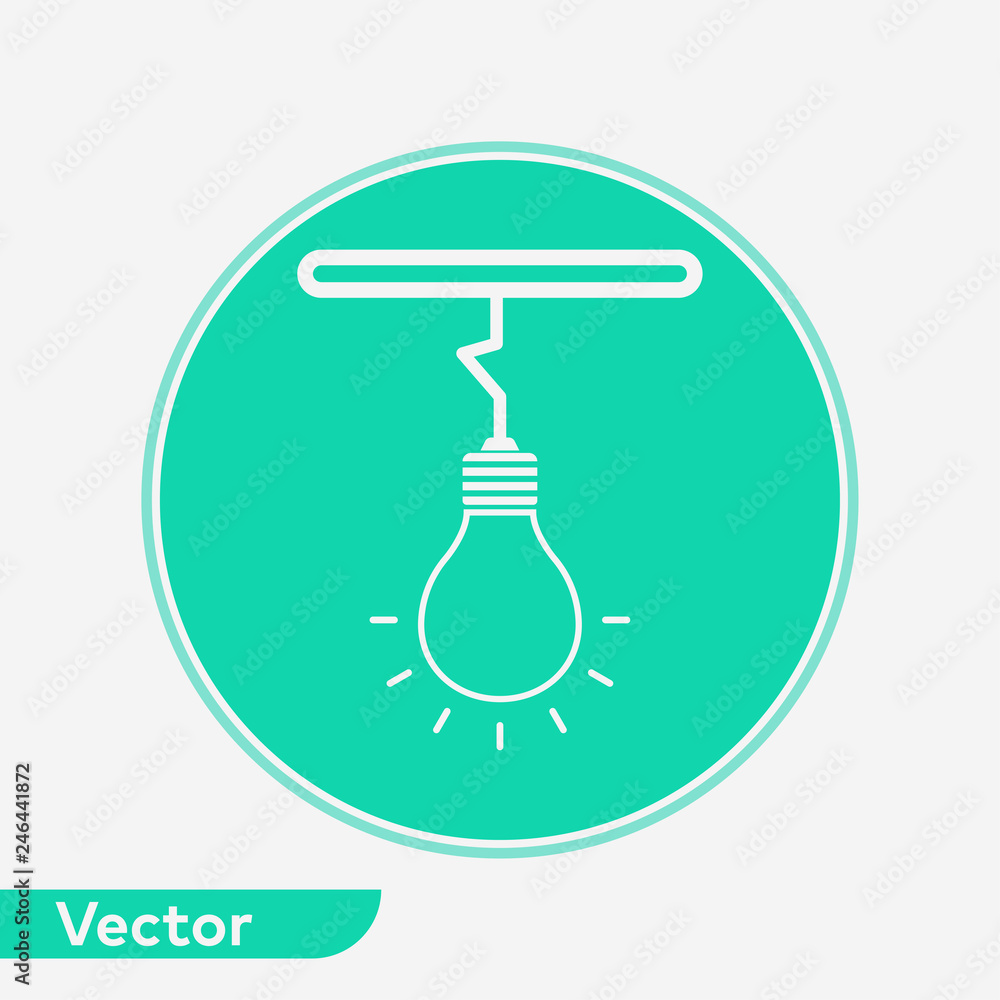 Obraz premium Hanging light bulb vector icon sign symbol