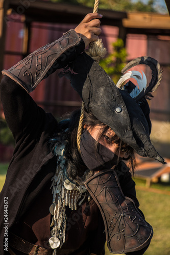 pirate with old clothes hanging on festival