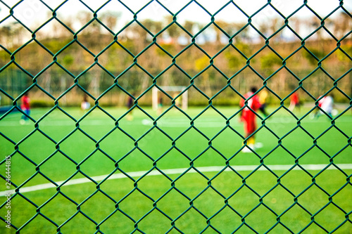 A Beautiful Football Playground From Outside Fence