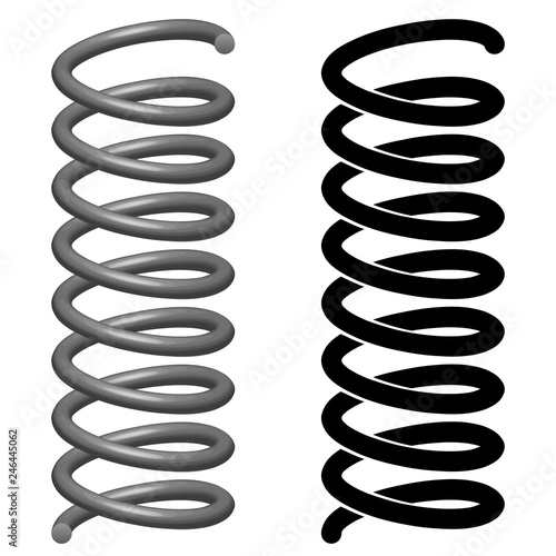 Spring Vector Illustration in 3D Metal and Black Line Drawing