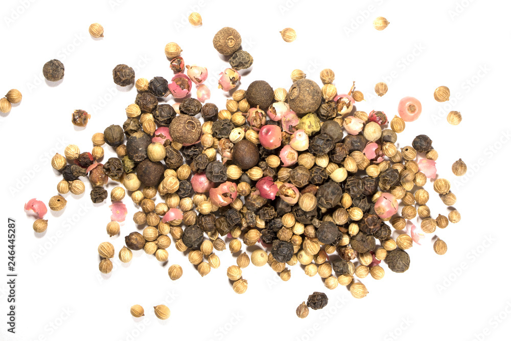 Dry pepper mix isolated on white background Dry pepper mix isolated on white background