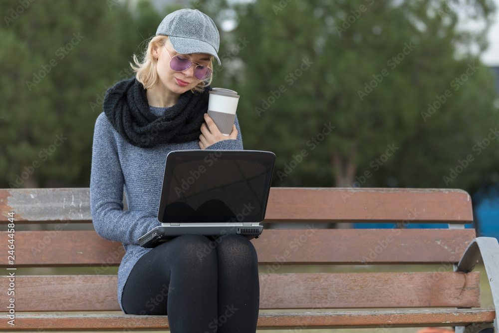 young and blonde girl with casual clothes in the city young and blonde girl with casual clothes in the city