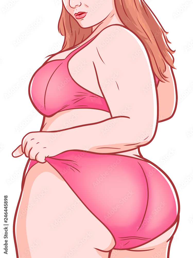 Fat curvy woman on lingerie Stock Illustration | Adobe Stock