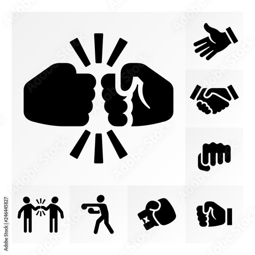 Vector illustration icon set of fist bump.