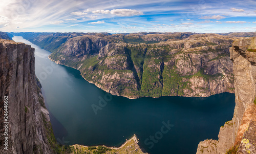 Lysefjord panorama from Kjerag mountain Forsand Rogaland Norway Scandinavia photo