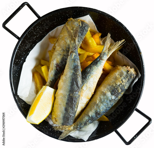Pan of sardines in Andalusian marinade