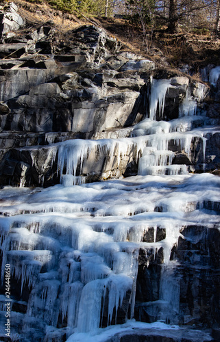 Waterfall ice in North Italy Mountain with rocks