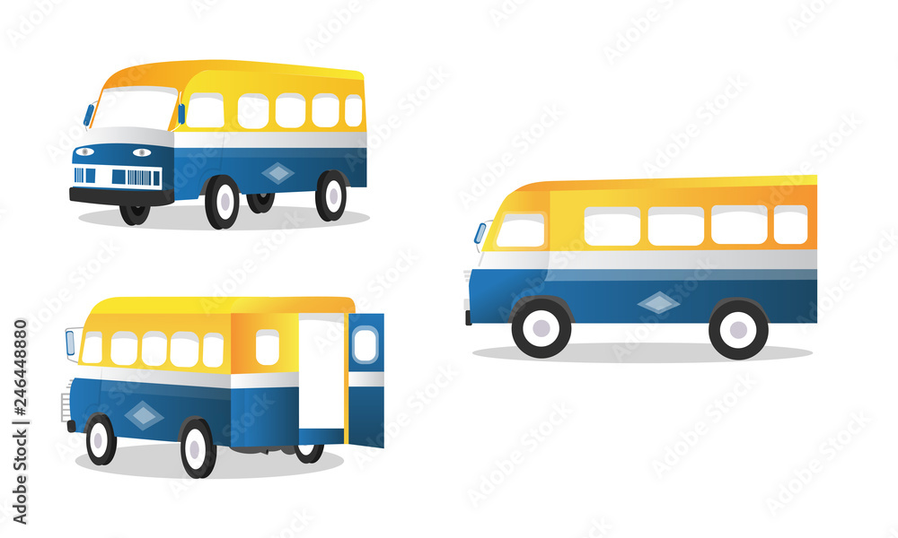 Rapid car - Local mini transport bus in Senegal, car rapid in Dakar - Images vectorielles 
