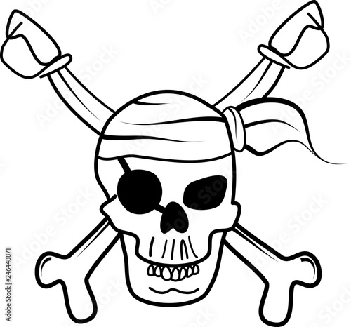 Vector skull pirate head