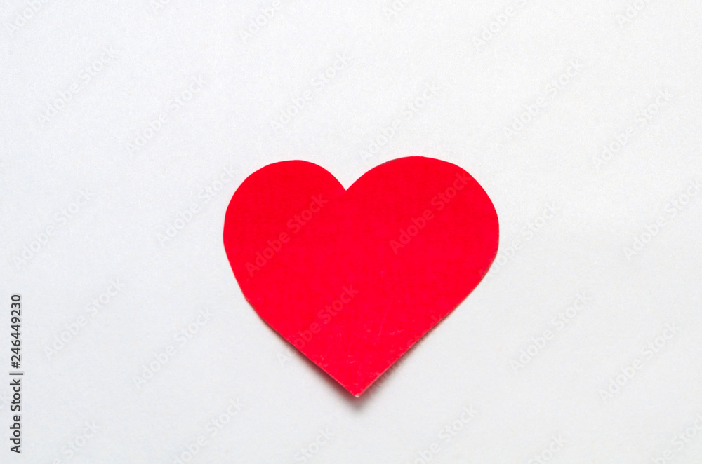 Heart shape of red paper for love theme on Valentine concept against white background. Heart element for love concept design