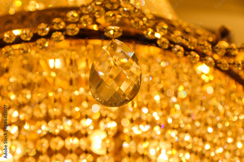A detail of the luxury chandelier made from pure crystal. 