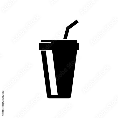 Icono plano vaso de papel en color negro