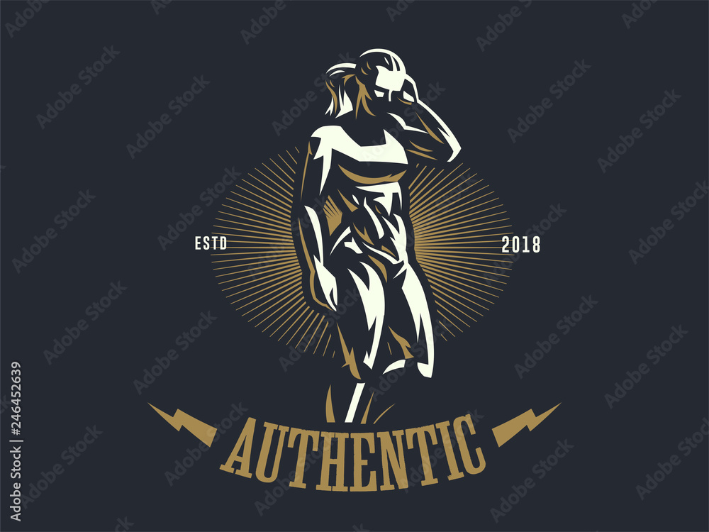 Fototapeta premium Woman fitness emblem.