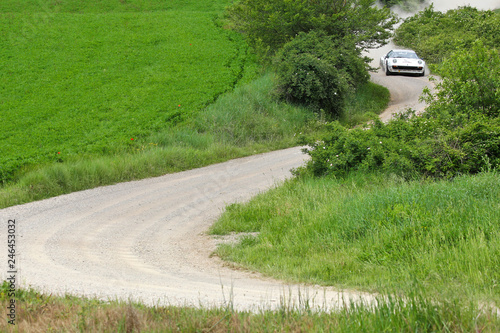 A gravel road in Tuscany during the rally event. 