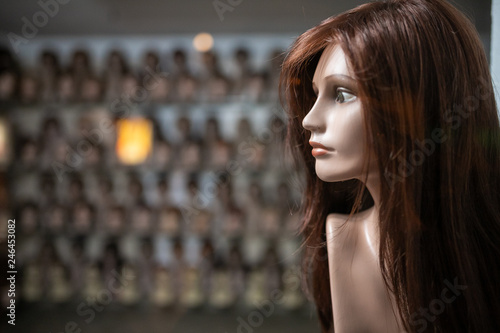 wig shop, wigs on mannequins photo