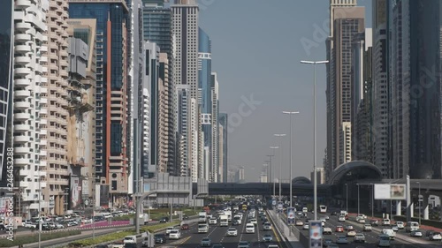 DUBAI UNITED ARAB EMIRATES: Vehicle move on all lanes of the road. Real time shot