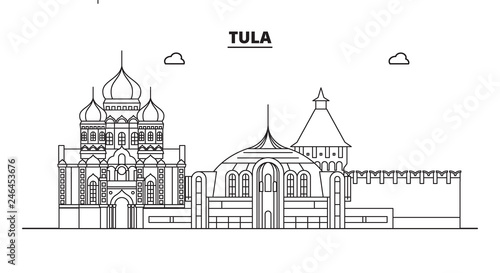 Russia, Tula. City skyline: architecture, buildings, streets, silhouette, landscape, panorama, landmarks. Editable strokes. Flat design, line vector illustration concept. Isolated icons photo