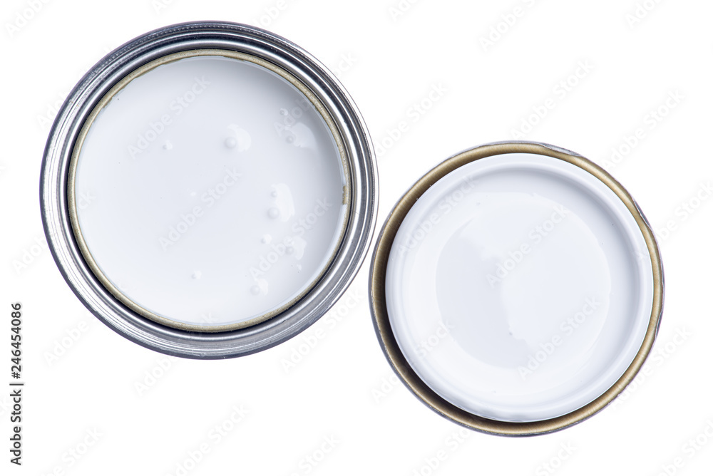 Can of White Paint Top View Isolated on Background Can of White Paint Top View Isolated on Background