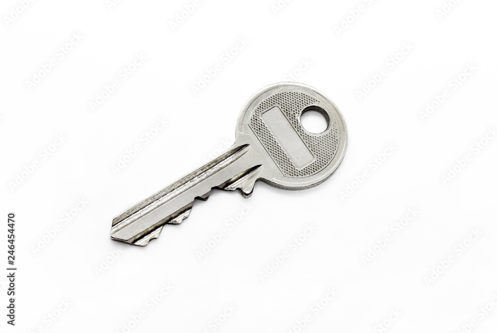 Silver classical key isolated on white background Silver classical key isolated on white background