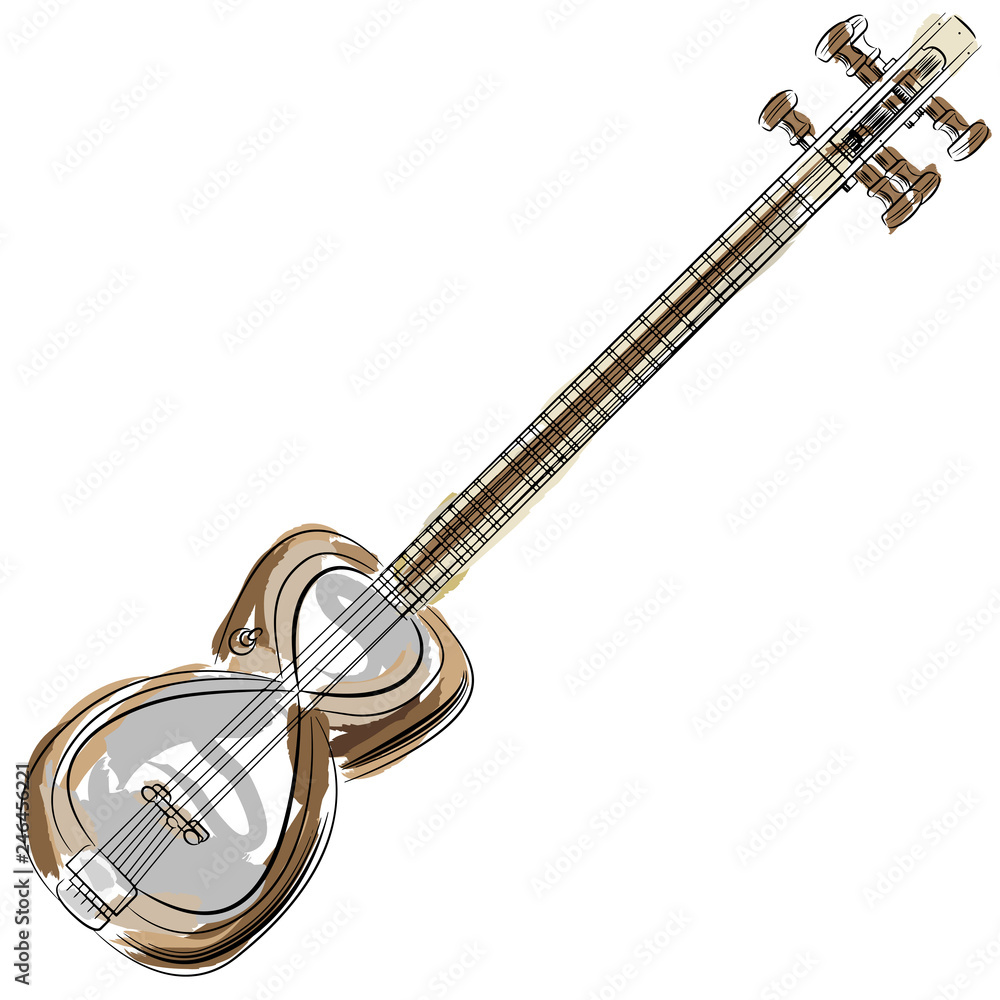 Persian Tar Setar String Instrument Stock Vector | Adobe Stock