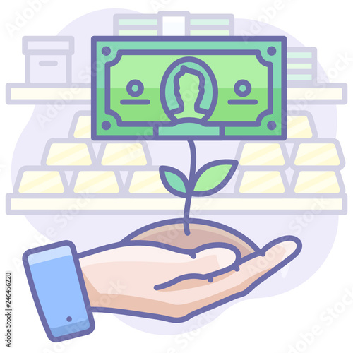 money growth plant hand