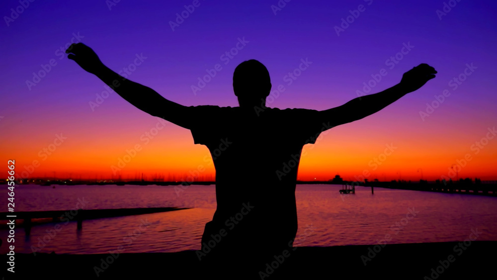 Mindfulness at sunset on the beach