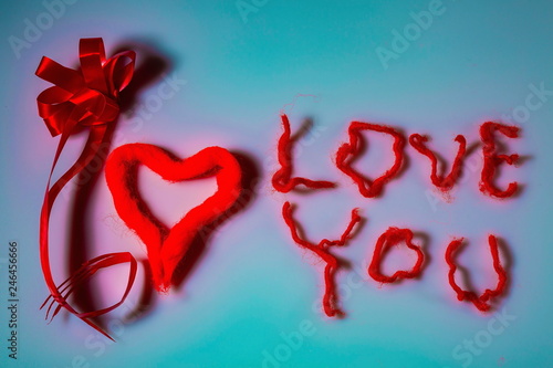 I love you background. Red on white. Valentine day background. Postcard.
