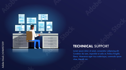 Technical Support Administrator. Man Character