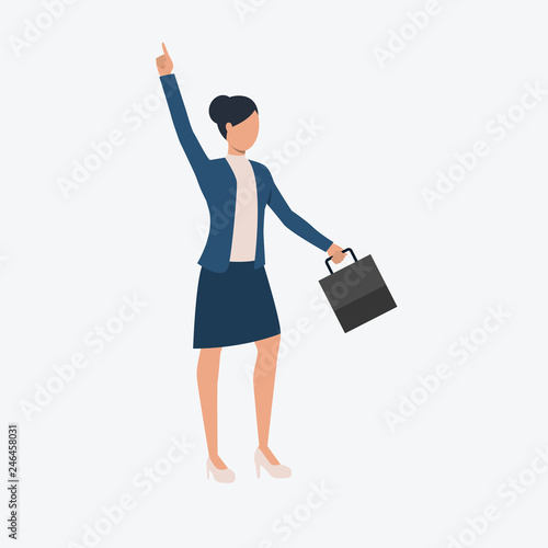 Woman in casual costume waving hand. Greeting, portfolio, official. Can be used for topics like office, work, business, job