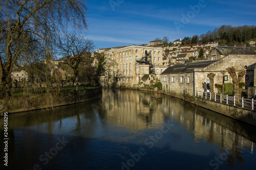A picture from the calm historic town Bradford on Avon in Great Britain. The nice and bright early morning in the town full of history. 