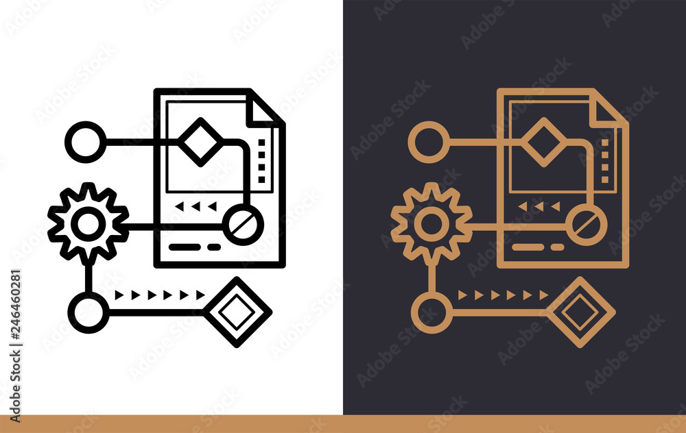 Unique linear icon of Project processing. 3D Printing, modeling. Suitable for infographics, websites, print media and interfaces Unique linear icon of Project processing. 3D Printing, modeling. Suitable for infographics, websites, print media and interfaces