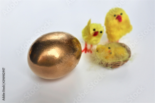 Happy Easter card. Golden Easter egg