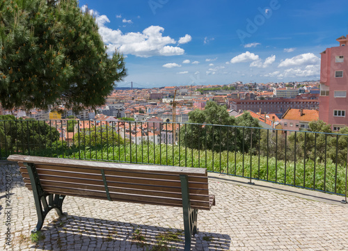 Bench on  view point in Lisboa, Portugal