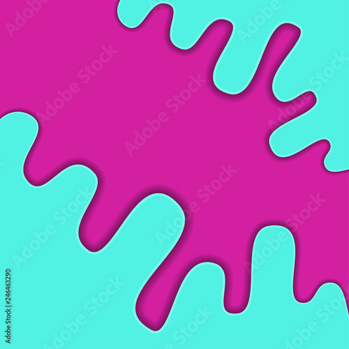Colored paper waves, 3D abstract, geometric background texture layers of depth in shades of pink, turquoise. Paper cut style. Vector EPS 10 illustration.