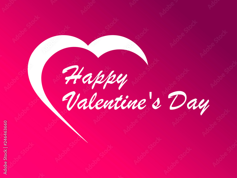 Happy Valentine's day, 14th of February. Greeting card with Heart contour on a gradient background. Vector illustration Happy Valentine's day, 14th of February. Greeting card with Heart contour on a gradient background. Vector illustration