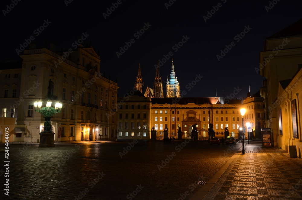 The Presidential Palace and the Hradcany in Prague by night