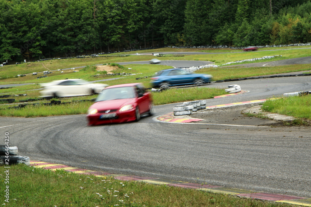A picture from a small race track, where the free rides are performed. Drivers can drive for fun during the weekend free races. A picture from a small race track, where the free rides are performed. Drivers can drive for fun during the weekend free races.