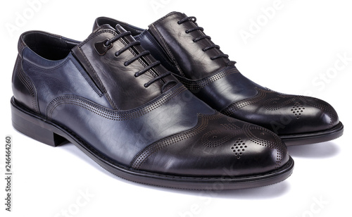 Black shoe for male on white background. © Fobosvobos