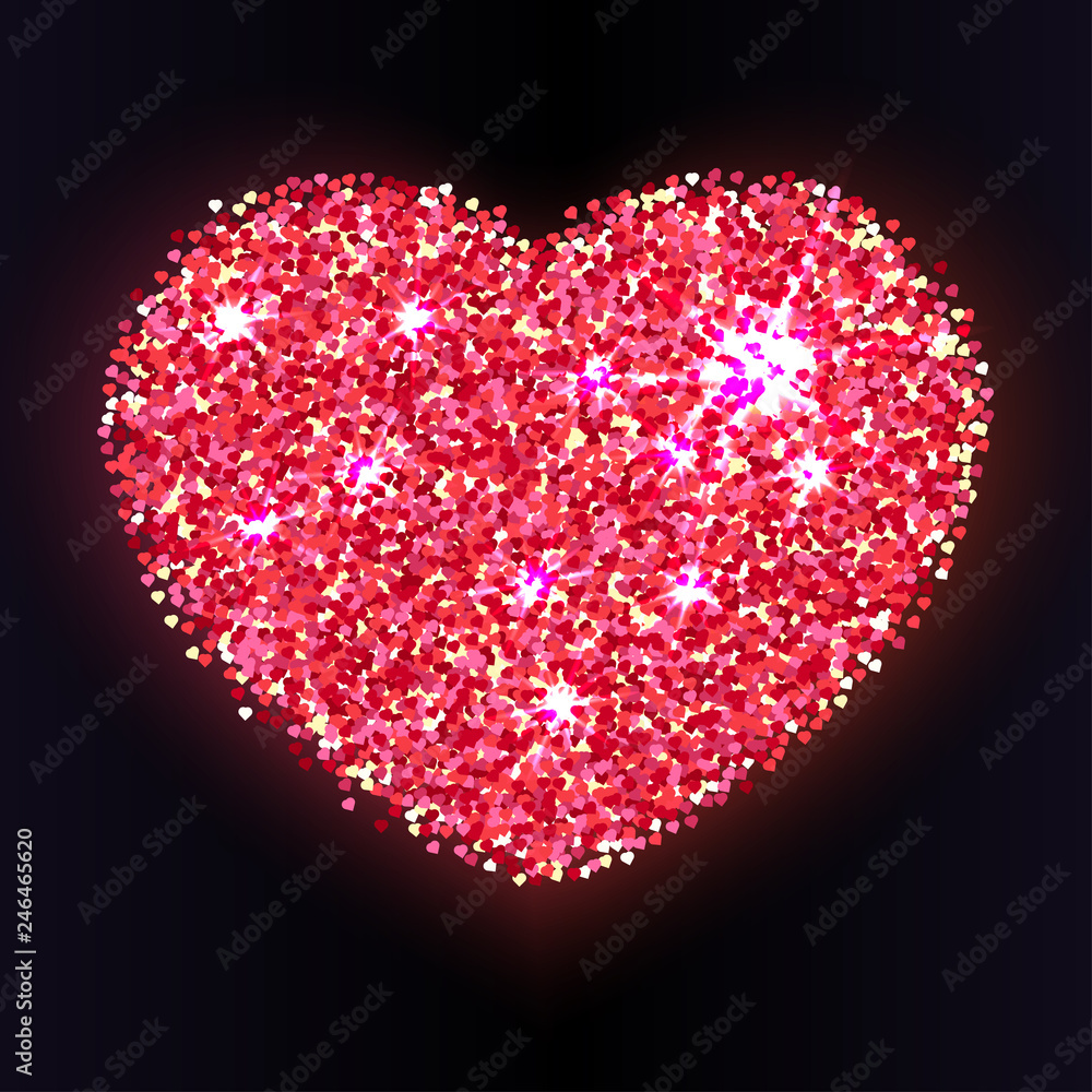 Bright colored heart  with petals