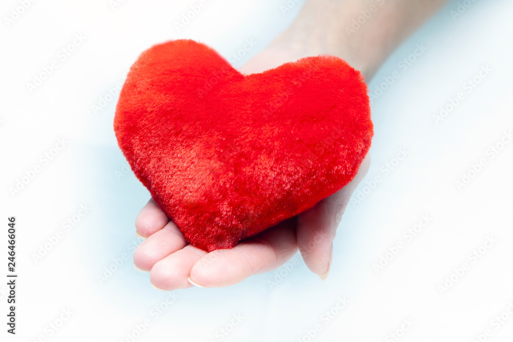 Female hands giving red heart Female hands giving red heart