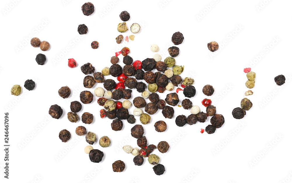 Colorful pepper isolated on white background, top view Colorful pepper isolated on white background, top view