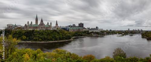 Ottawa  Ontario  Canada - September 30  2018  Panoramic view of Downtown Ottawa and the Parliament of Canada.