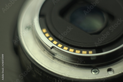 back view of camera lens close up