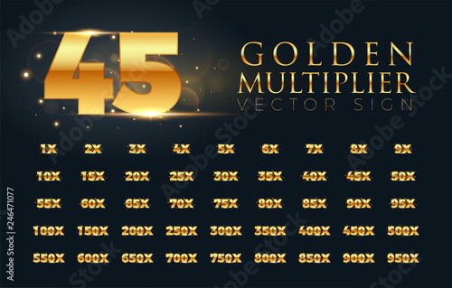 Fotografia 45 Golden Multiplier Sign. Vector Illustration