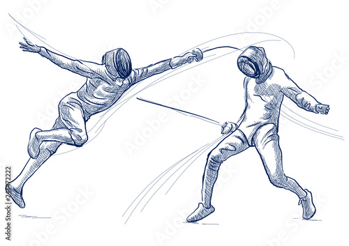 Fencing - An hand drawn illustration. Freehand sketching.