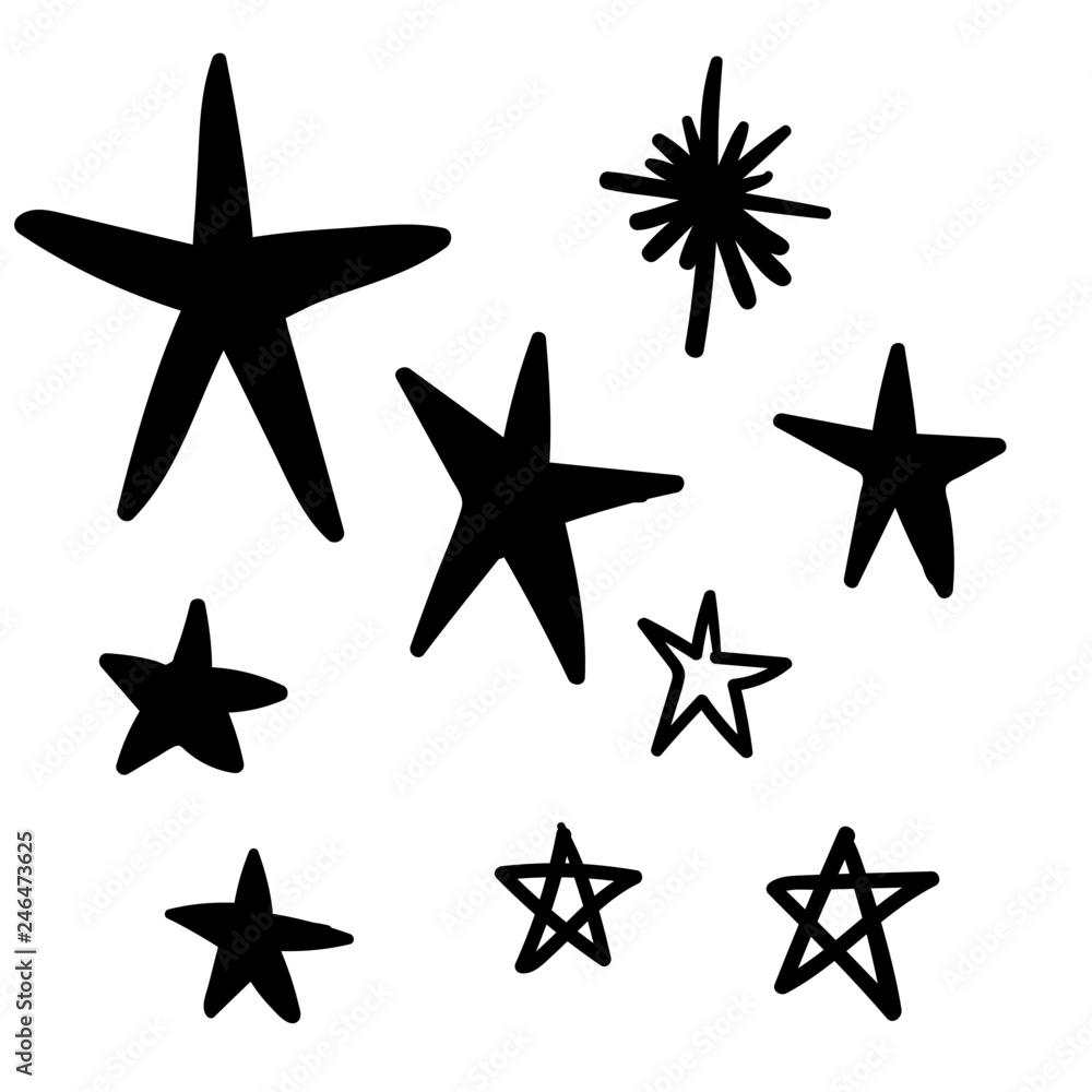 Fototapeta premium Hand drawn star doodles